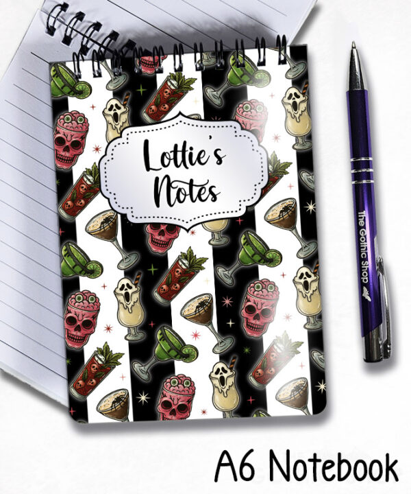 spooky halloween cocktails gothic notebook journal option to personalise