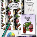 spooky halloween cocktails gothic notebook journal option to personalise