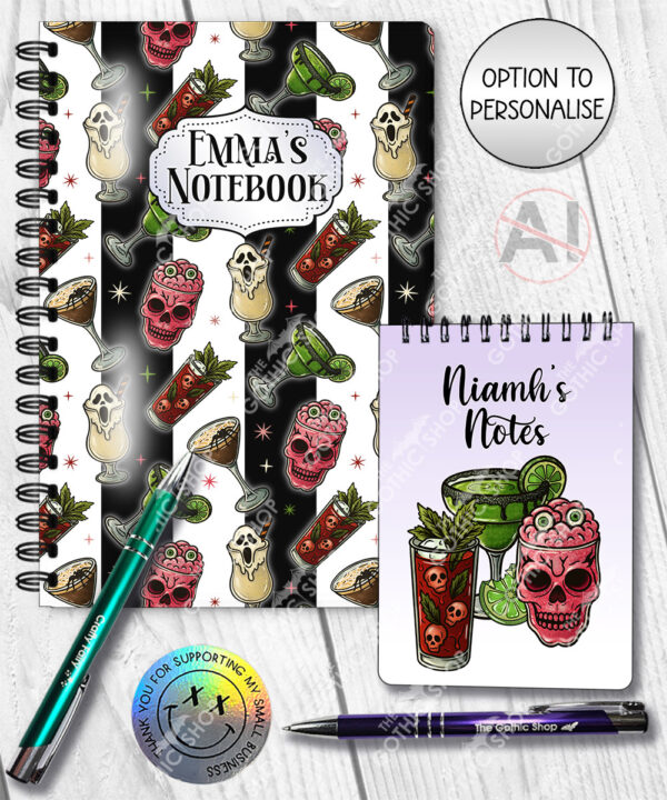 spooky halloween cocktails gothic notebook journal option to personalise