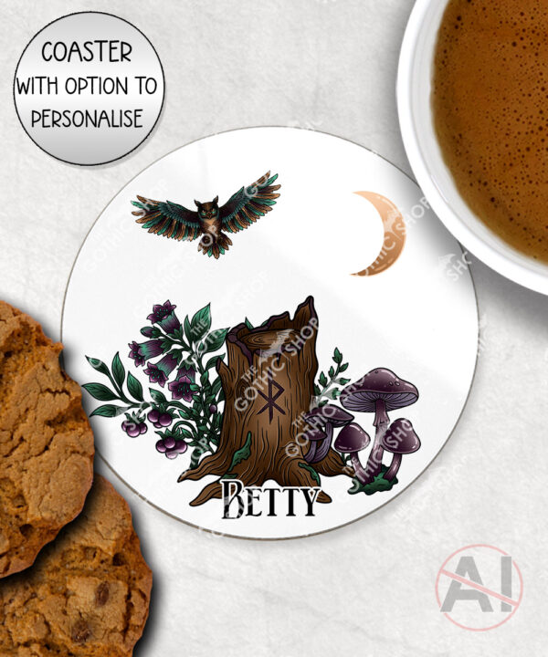 20332 owl woodland personalised coaster