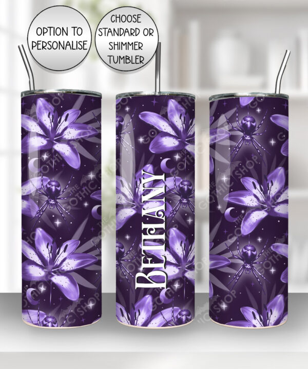 gothic spider & purple lily witchy straight tumbler option to personalise