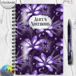 gothic spider & purple lily witchy notebook journal option to personalise