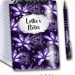 gothic spider & purple lily witchy notebook journal option to personalise