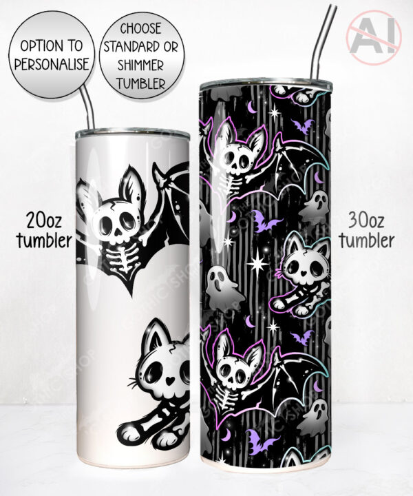 20345 skellie cat bat gothic tumbler 3