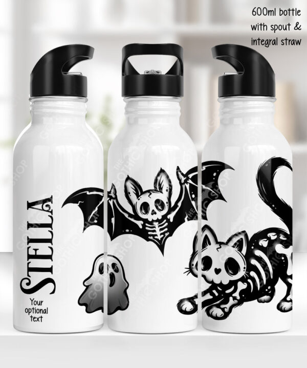 20346 skellie cat bat gothic water bottle 1