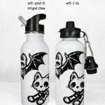 20346 skellie cat bat gothic water bottle 3