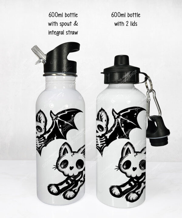 20346 skellie cat bat gothic water bottle 3