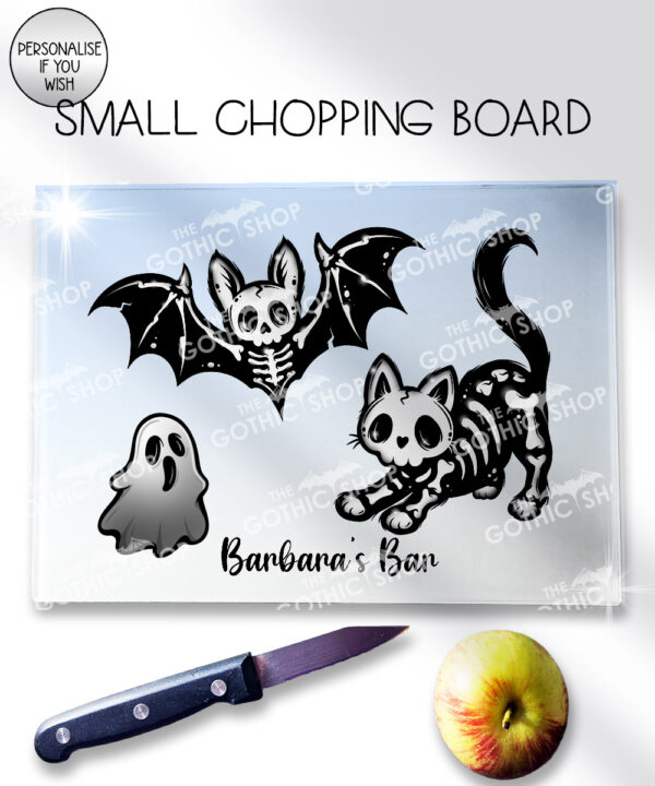 20348 skellie cat bat gothic chopping board 2