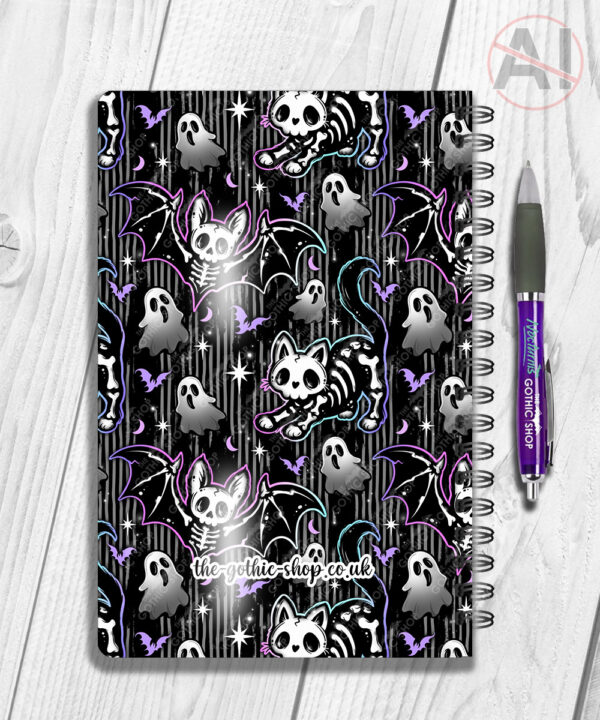 20350 skellie cat bat gothic notebook 2