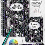 20350 skellie cat bat gothic notebook 3
