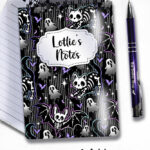20350 skellie cat bat gothic notebook 4