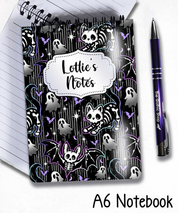 20350 skellie cat bat gothic notebook 4