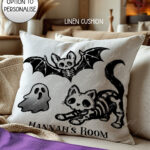 20351 skellie cat bat gothic cushion 2