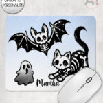 20352 skellie cat bat gothic mousemat 1