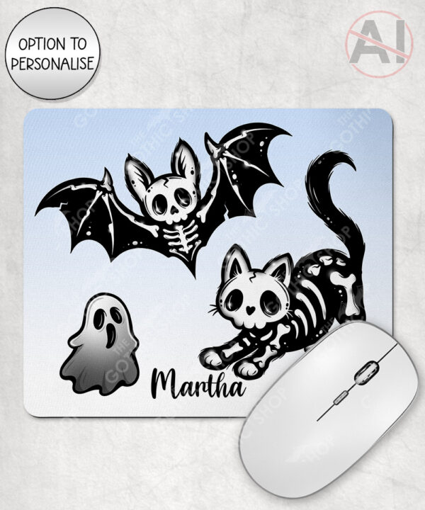 20352 skellie cat bat gothic mousemat 1