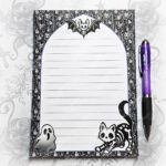skellie cat & bats spooky gothic halloween a5 notepad