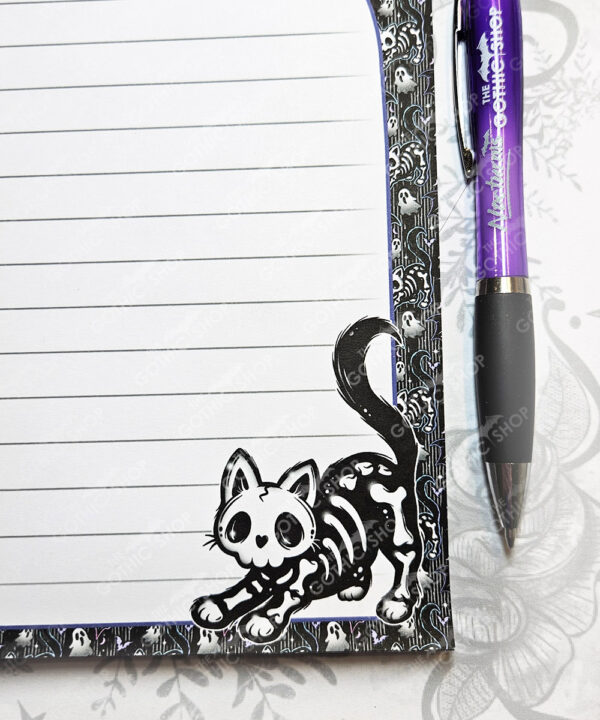 skellie cat & bats spooky gothic halloween a5 notepad