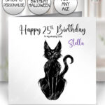 20357 witchy black cat personalised card