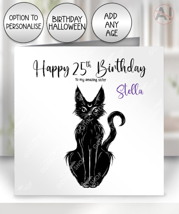 20357 witchy black cat personalised card