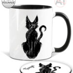 20358 witchy black cat personalised mug coaster