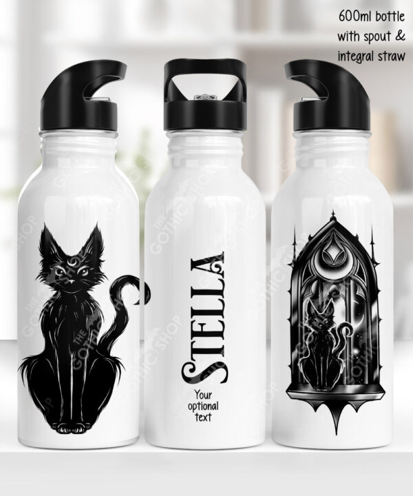 20361 witchy black cat personalised water bottle 3