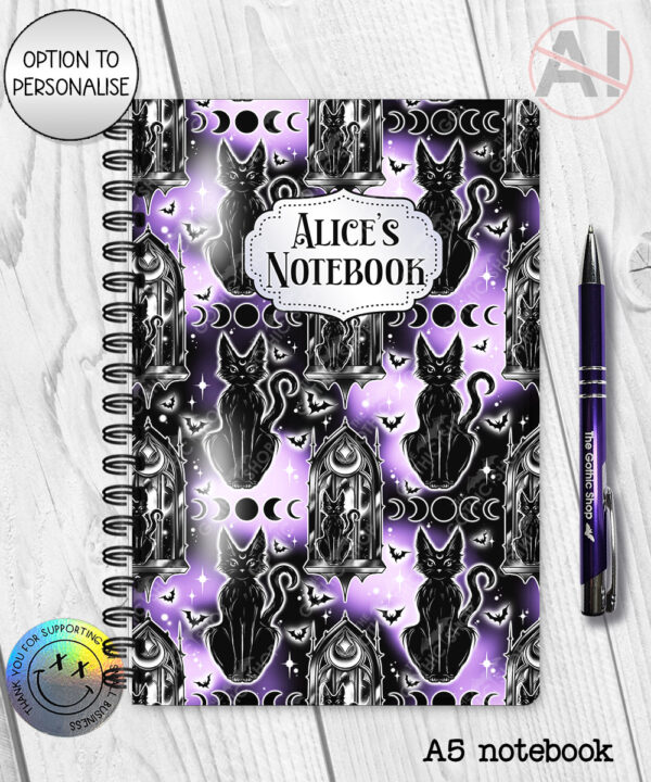 20362 witchy black cat personalised notebook a5 1