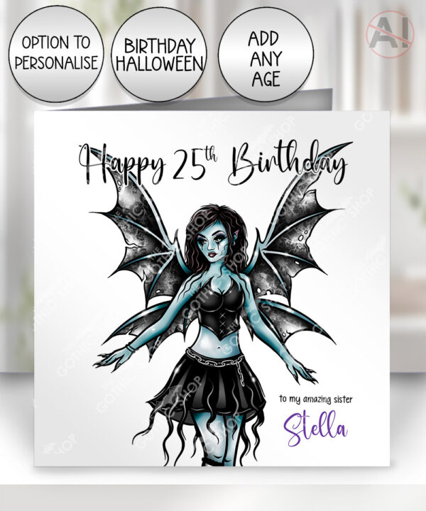 20366 gothic fairy personalised card 1
