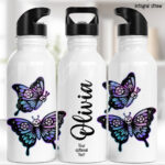 20371 gothic skull butterfly personalised water bottle 1