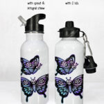 20371 gothic skull butterfly personalised water bottle 3