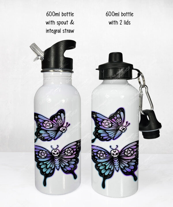 20371 gothic skull butterfly personalised water bottle 3