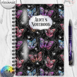 20373 gothic skull butterfly personalised notebook 2