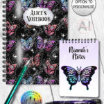 20373 gothic skull butterfly personalised notebook 4