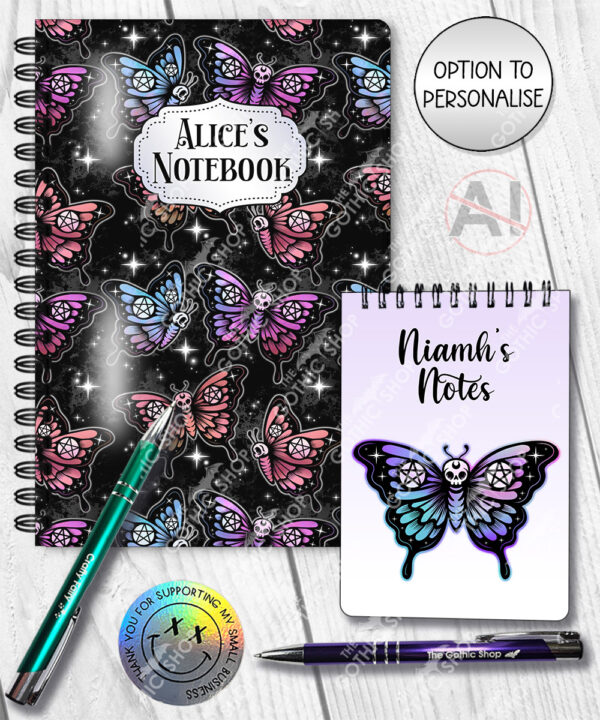 20373 gothic skull butterfly personalised notebook 4