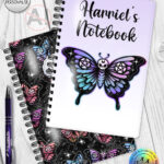 20373 gothic skull butterfly personalised notebook a5