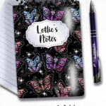 20373 gothic skull butterfly personalised notebook a6