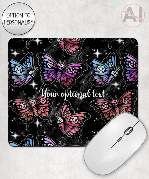 20374 gothic skull butterfly personalised mousemat 2