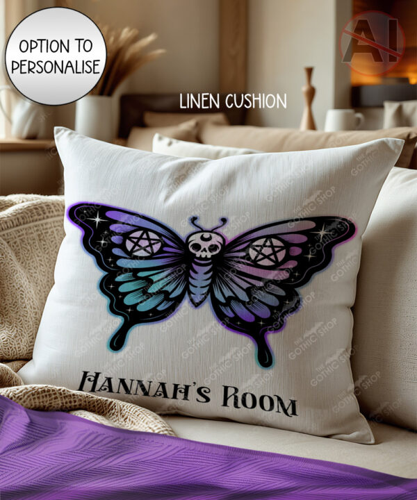 20375 gothic skull butterfly personalised cushion 2