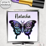 20376 gothic skull butterfly personalised compact mirror 2