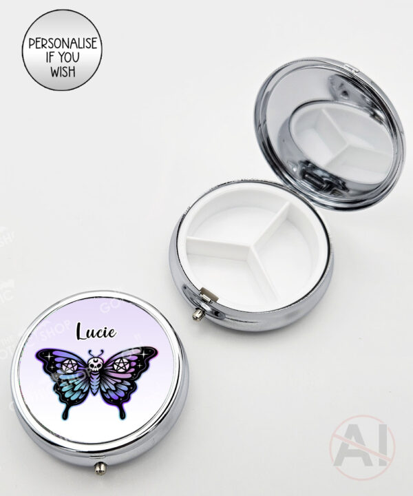 20377 gothic skull butterfly personalised pill box 2