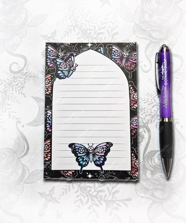 gothic skull butterfly a6 notepad stationery