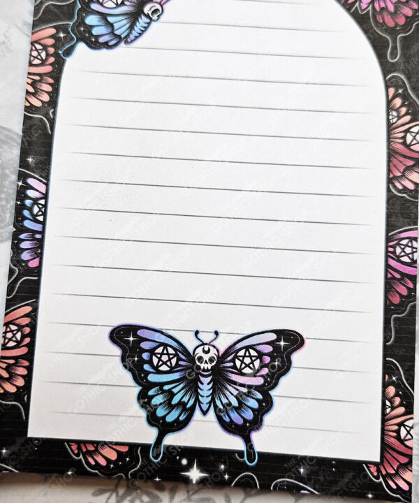 gothic skull butterfly a6 notepad stationery