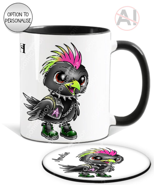 20383 punk quirky crow gothic personalised mug 5