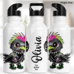 20385 punk quirky crow gothic personalised water bottle 1