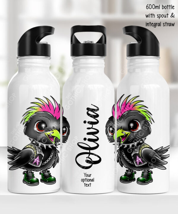 20385 punk quirky crow gothic personalised water bottle 1