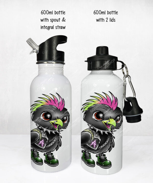 20385 punk quirky crow gothic personalised water bottle 4