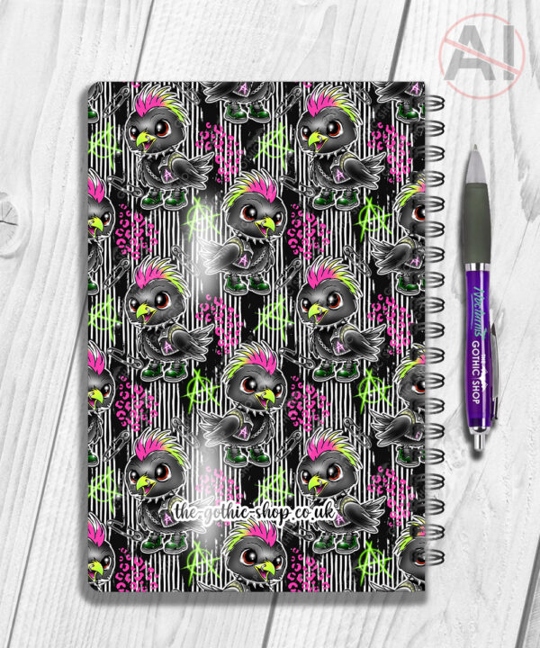 20386 punk quirky crow gothic personalised notebook 3