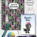 20386 punk quirky crow gothic personalised notebook 4