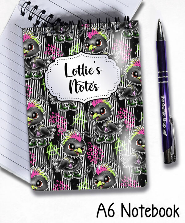 20386 punk quirky crow gothic personalised notebook 5