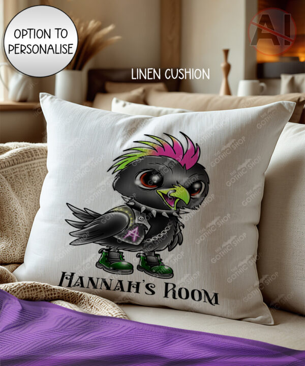 20387 punk quirky crow gothic personalised cushion 1