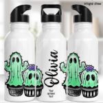 20392 spooky cacti ghosts personalised water bottle 3